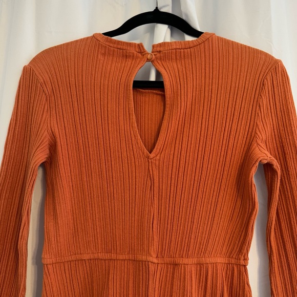 Urban Outfitters Ribbed Long Sleeve Romper Womens Medium Rust Terracotta - Picture 5 of 6